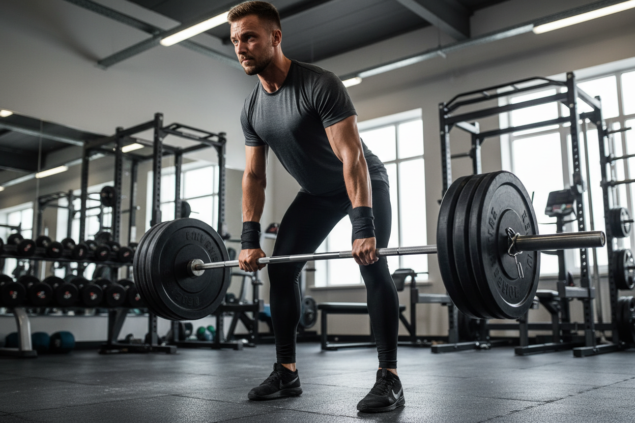 someone using black lifting straps in the gym